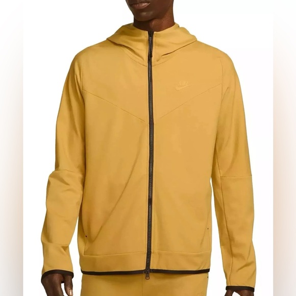 Nike Tech Essentials Zip Sport Hoodie Athletic Jacket Gold Beige Mens Large New - Picture 1 of 10